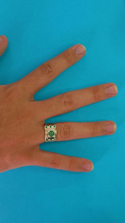 Anillo plata ley 925 con esmeralda certificada