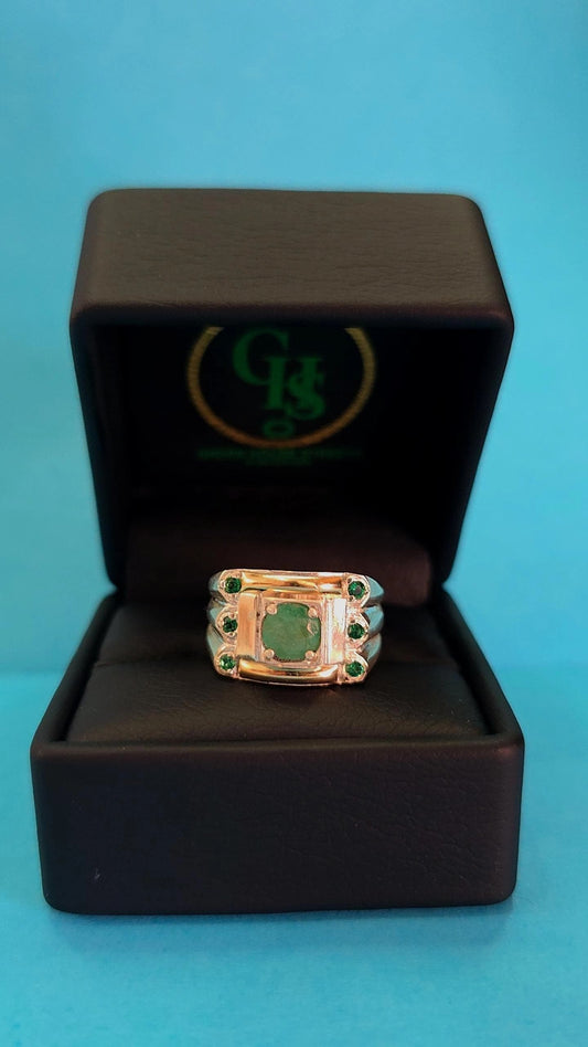 Anillo plata ley 925 con esmeralda certificada