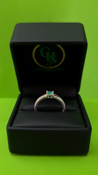 Anillo plata ley 925 con esmeralda certificada