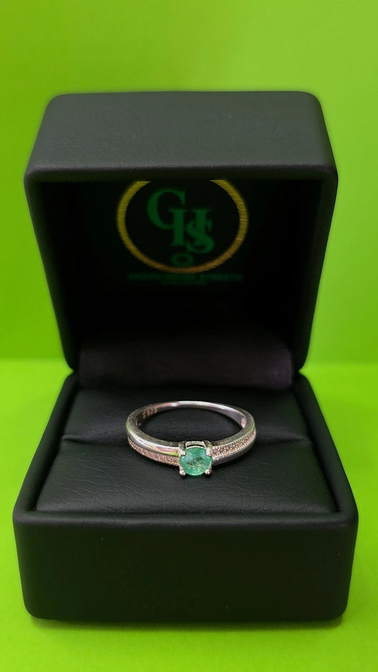 Anillo plata ley 925 con esmeralda certificada