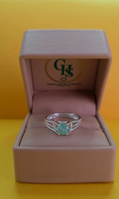 Anillo plata ley 925 con esmeralda certificada