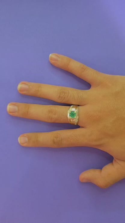 Anillo plata ley 925 con esmeralda certificada