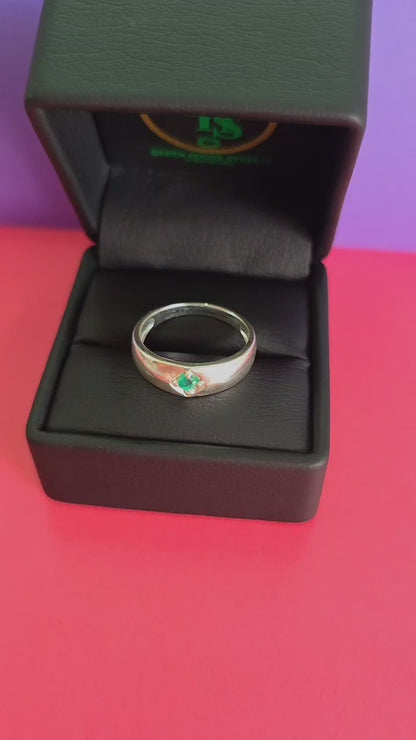 Anillo plata ley 925 con esmeralda certificada