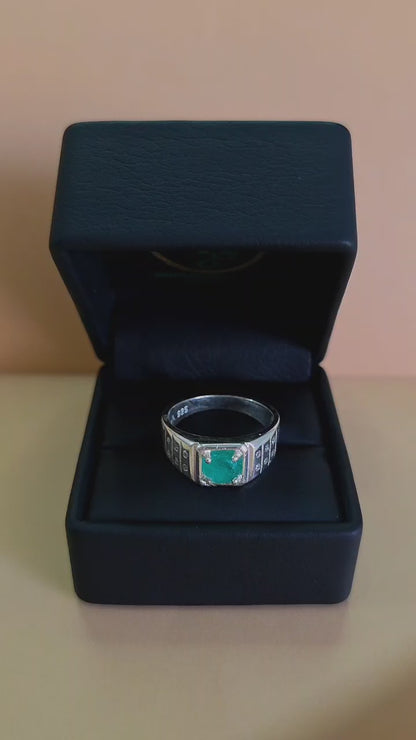 Anillo plata ley 925 con esmeralda certificada