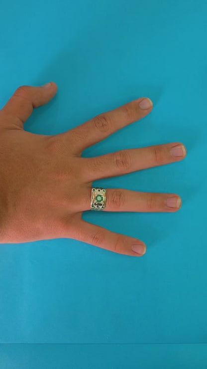Anillo plata ley 925 con esmeralda certificada
