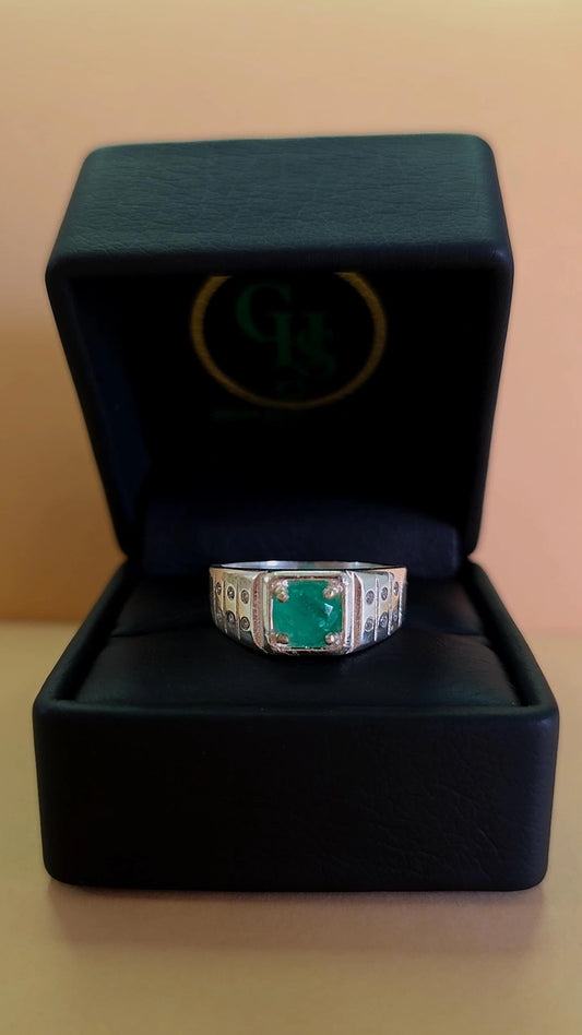 Anillo plata ley 925 con esmeralda certificada