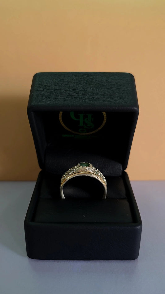 Anillo plata ley 925 con esmeralda certificada