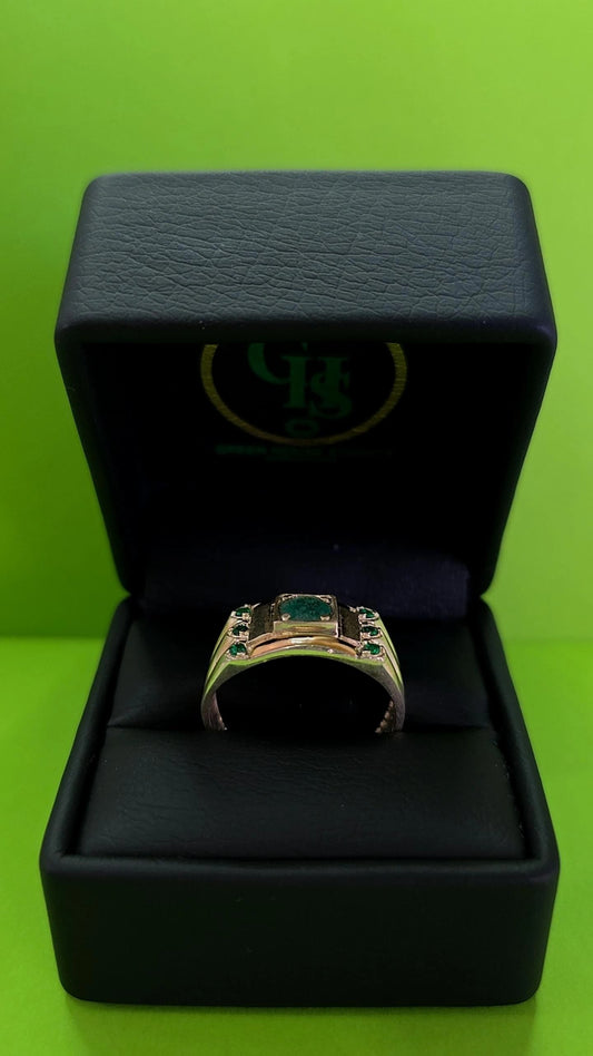 Anillo plata ley 925 con esmeralda certificada